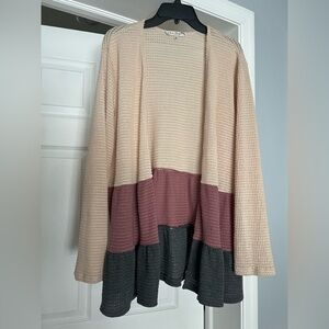 Tru Self Colorblock Open Front Cardigan